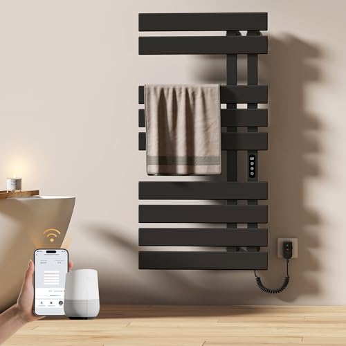 EMKE Elektrischer Badheizkörper Handtuchhalter mit WiFi-Anbindung, 500 x 1000mm, für feuchte Umgebungen geeignet.