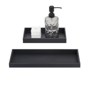 Badezimmertablett aus Silikon, 30+20cm groß, Schwarz, rechteckige Ablageschale für Schmuck und Kerzen im Bad, Handtuchhalter, Waschtisch, Badewanne