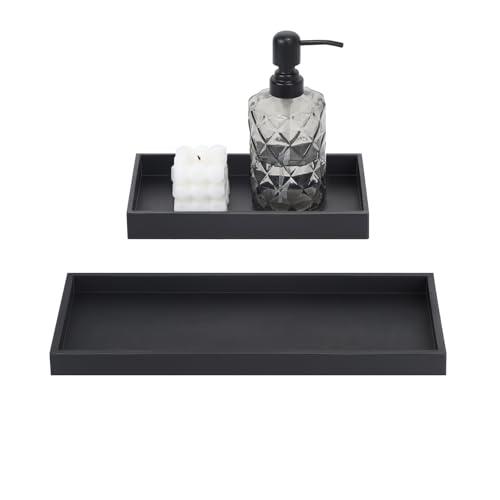 Badezimmertablett aus Silikon, 30+20cm groß, Schwarz, rechteckige Ablageschale für Schmuck und Kerzen im Bad, Handtuchhalter, Waschtisch, Badewanne