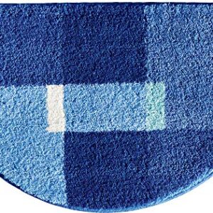 Duschvorlage, Duschmatte, halbrund, rutschhemmend, blau, Größe 50x80 cm, weich und flauschig, für Fußbodenheizung geeignet
