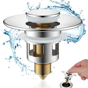 Hibbent Waschbeckenstöpsel (25-46mm), Abflusssieb Ablaufgarnitur Stöpsel Waschbecken, Messing Bounce Core Push-Type Drain Plug, Universal Sink Stopper Ersatz für Bad und Küche