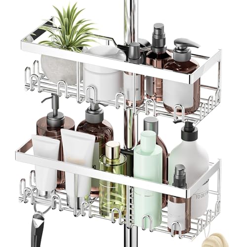 Duschstangen-aufbewahrungsregal Edelstahl für Badezimmer Organizer Duschregal Silber
