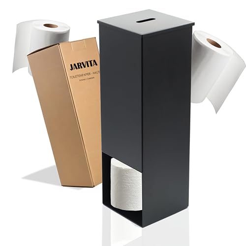 Elegante Toilettenpapieraufbewahrung aus Edelstahl mit mattschwarzen Finish und klaren Linien, ideal für das Badezimmer