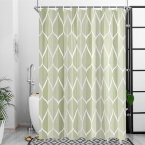 Lerores Duschvorhang 180x200 cm Beige Diamant, Beschwerter Saum Antischimmel Textil, Wasserabweisend, Waschbar Polyester Badevorhänge mit 12 Ösen und Duschvorhangringen für Badezimmer, Badewanne