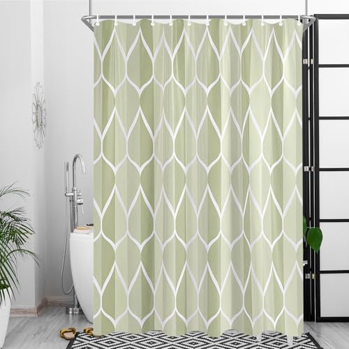 Lerores Duschvorhang 180x200 cm Beige Diamant, Beschwerter Saum Antischimmel Textil, Wasserabweisend, Waschbar Polyester Badevorhänge mit 12 Ösen und Duschvorhangringen für Badezimmer, Badewanne