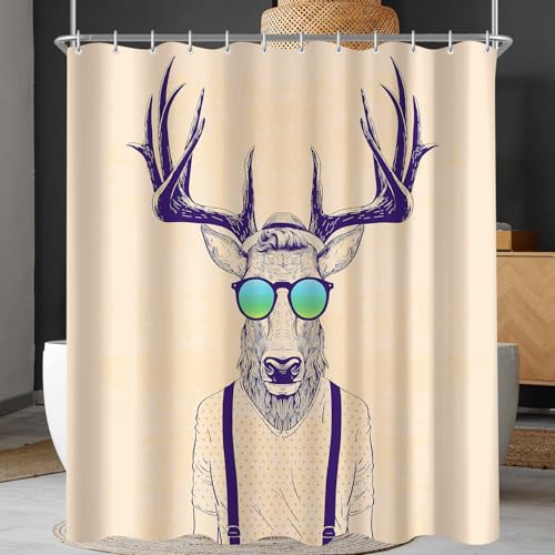 Duschvorhang mit Coole Tiere Motiv, 180x200cm groß, wasserdicht und antibakteriell, leicht zu reinigen und waschbar, ideal für Badezimmer oder Badewanne