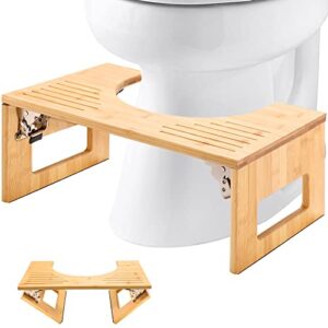 Bambus-Toilettenhocker für Erwachsene mit rutschfester Matte und Klappbarer Konstruktion, 7 Zoll groß, natürliche Stuhlentleerung und leichtes Reinigen