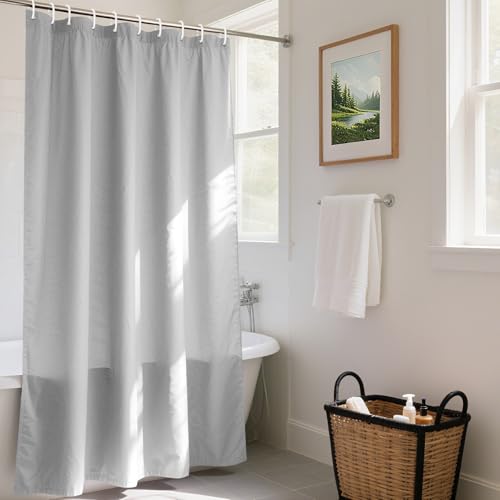 Duschvorhang mit Gewicht, wasserabweisend, schnelltrocknend, PVC-Textil, antibakteriell, Badewanne Vorhang mit 12 Haken für Bad Dusche, grau