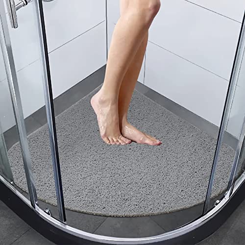 ROIMOE Duschmatte rutschfest Dreieckig, PVC-Luffa Massage Duschmatten mit Ablauflöchern Sicherheits Badewannenmatte für Nassbereiche Schnell Trocknend (53 cm Radius)