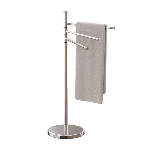 Praktischer Handtuchständer für das Badezimmer, 3 bewegliche Stangen aus Edelstahl in silberner Farbe