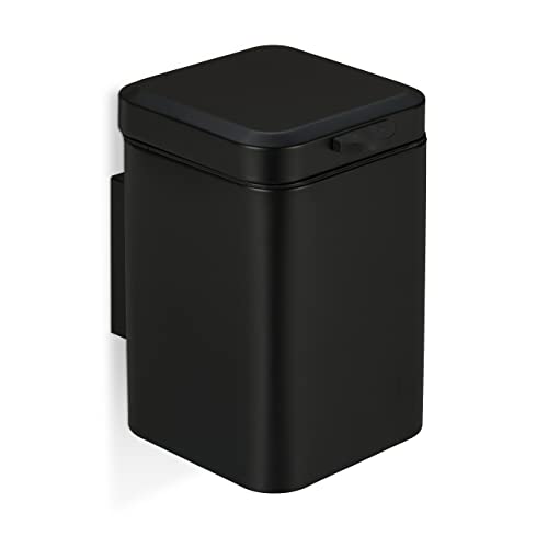 Relaxdays Kosmetikeimer mit Absenkautomatik und entnehmbarem Inneneimer, ideal für das Bad oder die Dusche, 3 Liter Fassungsvermögen, Edelstahl-Schwarz