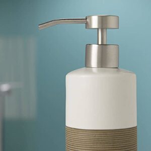 Sealskin Doppio Seifenspender, aus natürlichem Porzellan, freistehend und somit flexibel ohne Bohren zu platzieren, für Badezimmer und Küche, Farbe: Sand, handbemalt
