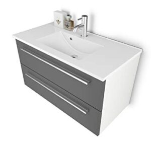 Badezimmermöbel, Waschtisch und Unterschrank in Arktisgrau - einsetzen Sie diesen perfekten Begleiter für Ihr Badezimmer, dank seiner hohen Qualität, einfachen Montage und idealer Platzanlage für Ihre Habseligkeiten