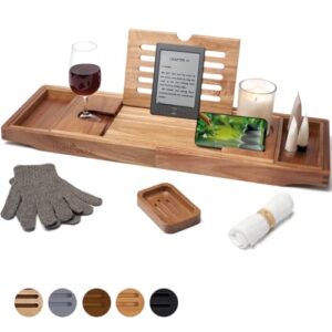 Badewannenablage Holz, Temple Spring Akazie Badewannenablage, Badezimmermöbel für Badaccessories, Spa Badewannentisch