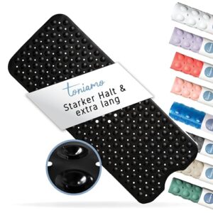 Rutschfeste Badewannenmatte 100x40 cm, Anti-Rutsch-Matte für Badezimmer mit antibakterieller und maschinenfester Oberfläche, Schwarz