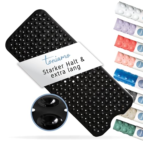 Rutschfeste Badewannenmatte 100x40 cm, Anti-Rutsch-Matte für Badezimmer mit antibakterieller und maschinenfester Oberfläche, Schwarz