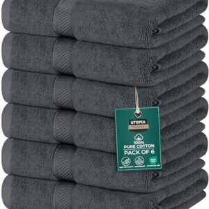 Badetücher aus 100% Baumwolle, 6er-Pack mit Aufhängeschlaufen, mittelgroße Handtücher für Badezimmer und Fitnessstudio