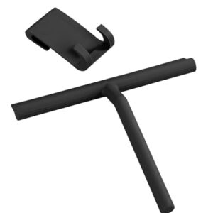 Hochwertiger WENKO Badezimmerwischer Silikon Mola Schwarz mit silikongefütterter Edelstahl-Stange und großzügiger Wischfläche für das Badezimmer