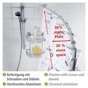 WENKO Bogenförmige Teleskop-Duschstange für Bad, ausziehbare Duschvorhangstange zum Bohren, extra stabil mit Ø 2,5 cm, aus rostfreiem & langlebigem Aluminium, 110-200 cm