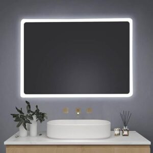 Dimmbarer LED Spiegel mit 3 Lichtfarben, IP54 Wassergeschützt, Touch-Steuerung, Wandspiegel für Badezimmer