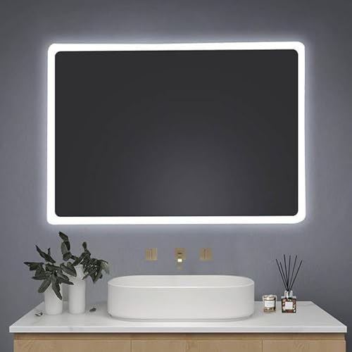 Dimmbarer LED Spiegel mit 3 Lichtfarben, IP54 Wassergeschützt, Touch-Steuerung, Wandspiegel für Badezimmer
