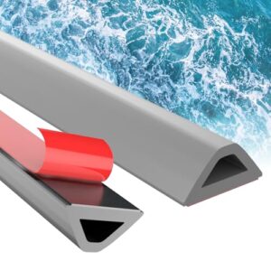 Schwallschutzleiste für Dusche und Bad, Selbstklebend, Grau, Silikon, Wasserstopper, Nass-Trocken-Trennung