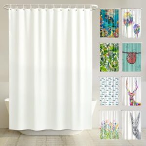 Duschvorhang Weiss - Anti-Schimmel Duschvorhänge 180x200 cm, recycelt mit Öko-Text Standard 100, Beschwerter Saum, Blickdicht, Wasserdicht, Waschbar, 12 Ringe & E-Book