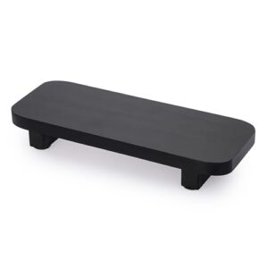Badezimmer-Deko-Holztablett mit Füssen, schwarz, rechteckig für Kosmetik oder Schmuck