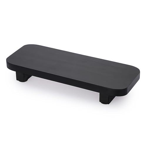 Badezimmer-Deko-Holztablett mit Füssen, schwarz, rechteckig für Kosmetik oder Schmuck