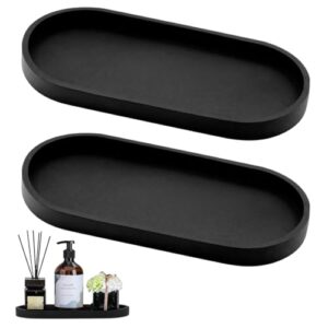 2 Stück Badezimmer Tablett, Dekotablett Schwarz Silikon Ablageschale, Ablageschale Kosmetik Kleines Oval Tablett für Wohnzimmer, Schlafzimmer, Waschbecken, Badewanne und Küchenspüle