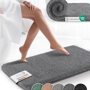 Beautissu Badematte rutschfest 120x70 cm - Duschvorleger Hochflor Badteppich mit weicher, kuscheliger Textur für ein bequemes Bad-Erlebnis