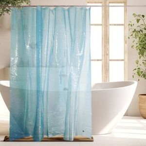 Wasserdichter Duschvorhang 180 x 200 cm EVA Badvorhang mit Gewicht Magnet Waschbar Duschvorhang mit 12 Duschvorhängern für Badezimmer, Badewanne, Duschkabine, Blau