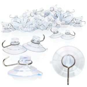 Comfour 40x Saugnapfhalter mit Metallhaken und Schlitz für Lichterketten und Dekorationen, Mehrzweck-Haken für glatte Oberflächen