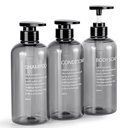 Czemo 3 Stück Shampoo Spender für Dusche, nachfüllbare Shampoo Flaschen mit Pumpenflaschenspender für Badezimmer, umweltfreundlich und grün