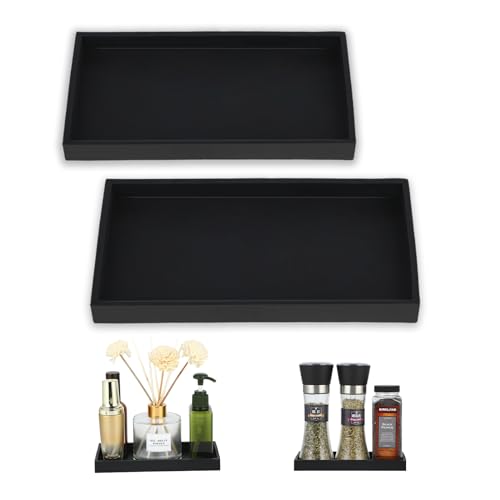 Deko Tablett 2er Set für Badezimmer, Schwarz, Silikon, Rechteckig. Perfektes Deko-Accessoire für Küche und Bad.