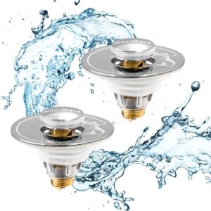 Drain Magic - 2X Universal Waschbeckenstöpsel mit Abflusssieb - inkl. 3 Dichtungsringen - verhindert Verstopfungen & Tropfen - für Waschbecken, Spüle, Dusche & Badewanne
