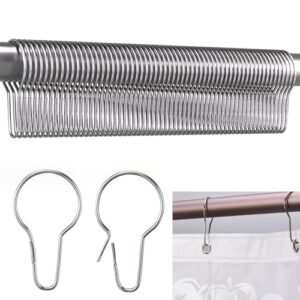 75 Stück silberfarbene Duschvorhangringe aus Edelstahl für Badezimmer, Schlafzimmer und Küche