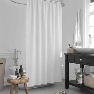 Duschvorhang weiß, überlang, maßgefertigt, inkl. Ringe, für ein perfektes Bad
