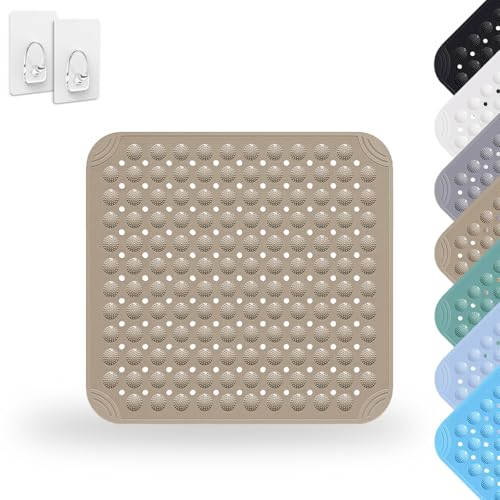 Duschmatte rutschfest 48 x 48 cm, PVC-Matte mit Saugnapf, maschinenwaschbar und atmungsaktiv für Hotel, Krankenhaus oder privat