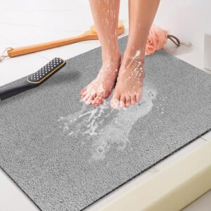 Duschmatte rutschfest 80 x100 cm - Weich Komfort Sicherheits Badewannenmatte mit Ablauflöchern, PVC-Luffa Massage Antirutschmatte für Dusche, Schnell trocknend
