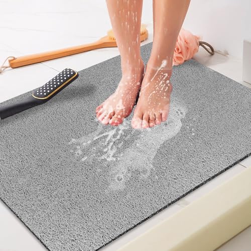 Duschmatte rutschfest 80 x100 cm - Weich Komfort Sicherheits Badewannenmatte mit Ablauflöchern, PVC-Luffa Massage Antirutschmatte für Dusche, Schnell trocknend