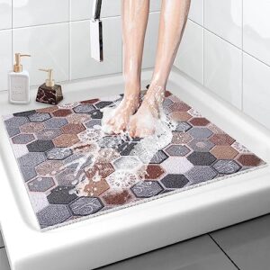 Duschmatte rutschfest 80x80 cm - Weiche Komfort Badematte mit Ablauflöchern, PVC-Luffa Massage Antirutschmatte für die Dusche, Schnell trocknend
