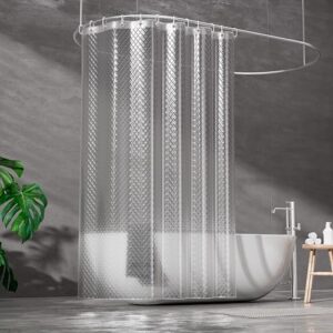 Ecooee Duschvorhang 3D Rhombus, transparenter Duschvorhang aus 100% Eva-Material, wasserdicht und schimmelresistent