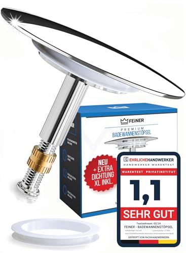 Badewannenstöpsel aus hochwertigem Messing mit rutschfester Oberfläche und verstellbarer Höhe, perfekt für normale oder Sonderwannen, inklusive Alternativdichtung