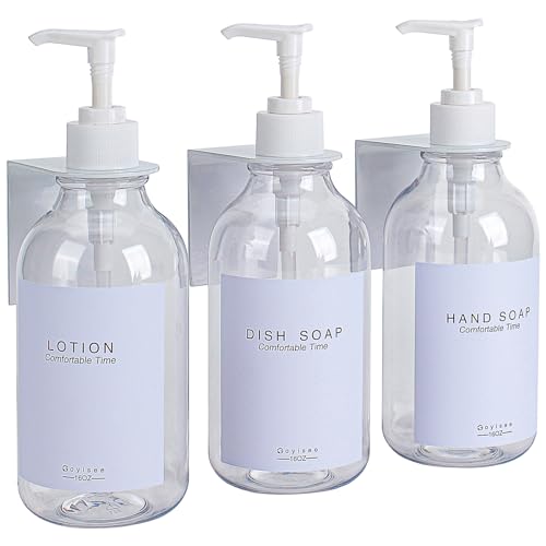 Shampoo und Conditioner Spender für Duschwände, 3 Kammern, nachfüllbare Flaschen mit wasserdichten Etiketten