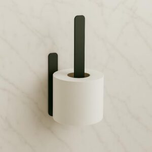 Homemetall Toilettenpapier Aufbewahrung in Schwarz - Ersatzrollenhalter Toilettenpapier ohne Bohren - Klopapier Aufbewahrung aus Aluminium für die Wand - WC-Rollen Aufbewahrung selbstklebend