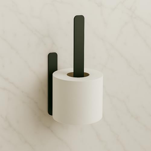 Homemetall Toilettenpapier Aufbewahrung in Schwarz - Ersatzrollenhalter Toilettenpapier ohne Bohren - Klopapier Aufbewahrung aus Aluminium für die Wand - WC-Rollen Aufbewahrung selbstklebend