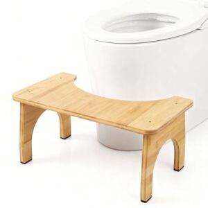 Rutschfester WC Hocker mit Komfortmatte aus Bambus, ideal für Personen mit Bewegungseinschränkungen oder Senioren, umweltfreundlich und langlebig.