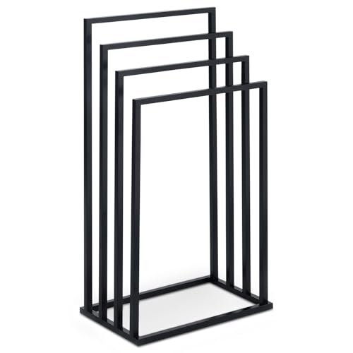 IDIMEX Handtuchhalter Senza freistehend, schwarz - moderner Handtuchständer mit 4 Stangen und Metallgestell für Bad und Gästezimmer