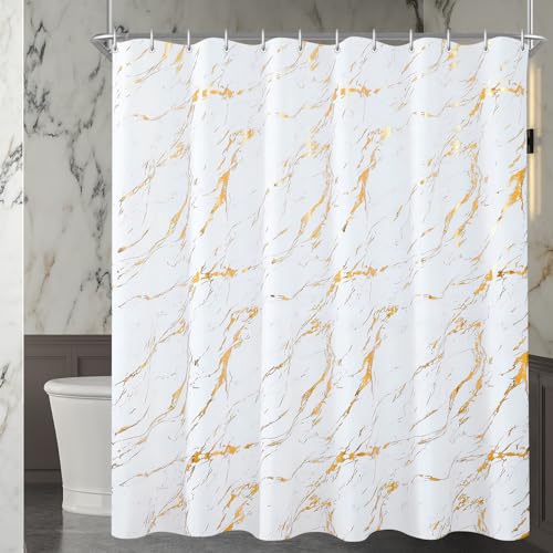 Duschvorhang in Gold-Marmor-Design, 180x200 cm groß, Polyester, wasserdicht, leicht zu reinigen